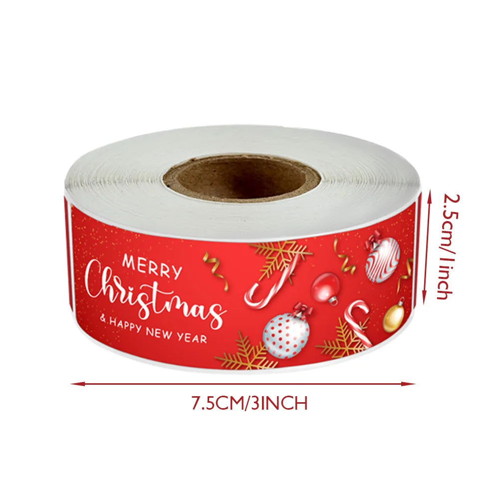 120pcs/roll Merry Christmas Stickers Cute Santa Claus Xmas Tree Thank You Labels For Gift Box Present Sealing Package Decoration