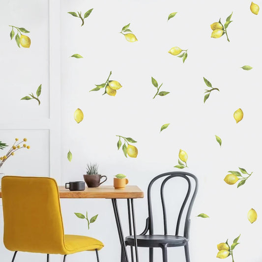 Watercolor Lemon Leaves Wall Decals Removable Vinyl Stickers Home Decor