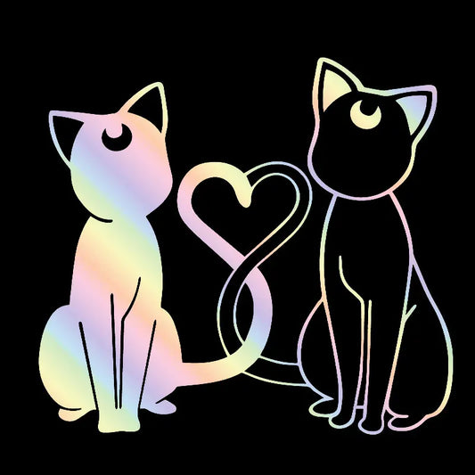 Anime Black & White Cat Vinyl Decal Sticker
