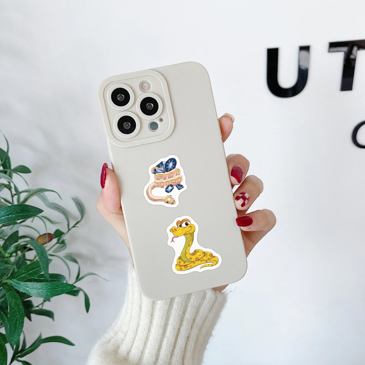100-500pcs Cute Cartoon Snake Stickers for Laptop Phone Stationery Cup Scrapbook DIY Animals Kids Reward Sealing Label Sticker