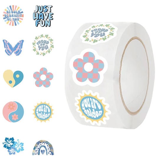 Cartoon Blue Thank You Stickers 100-500pcs