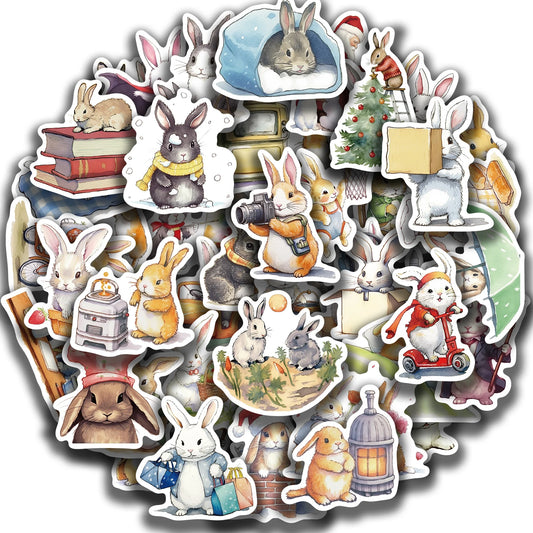 50pcs Cute Bunny Stickers: Waterproof Vinyl Decals