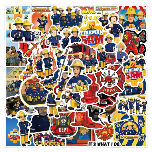 Fireman Sam Stickers Kids Cartoon Decals Laptop Luggage Notebook Bike Wall 10/30/55pcs
