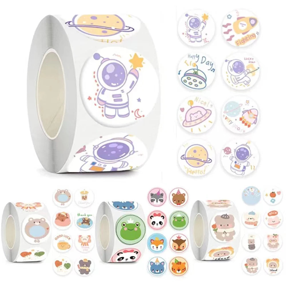 100-500pcs New Astronaut Reward Stickers Cute Animal Sticker for Kid Classic Toy Gift Decor School Teacher Encouragement Sticker