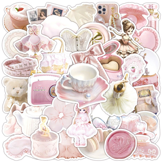 50pcs Pink Girl Cartoon Graffiti Stickers for Helmet, Wall, DIY Decor