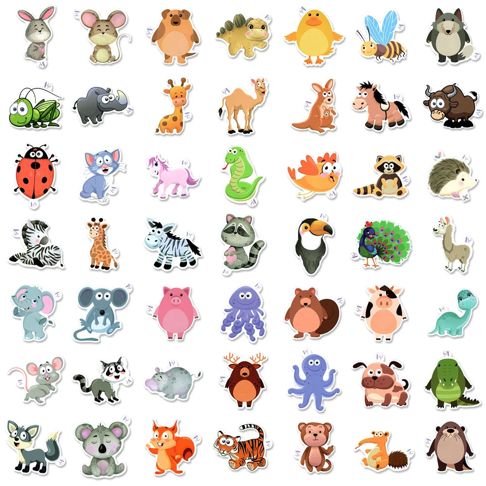 10/30/50/100PCS Cartoon Animal Stickers Funny Cute Decals For Kids DIY Phone Travel Suitcase Guitar Laptop Skateboard Bike Toys