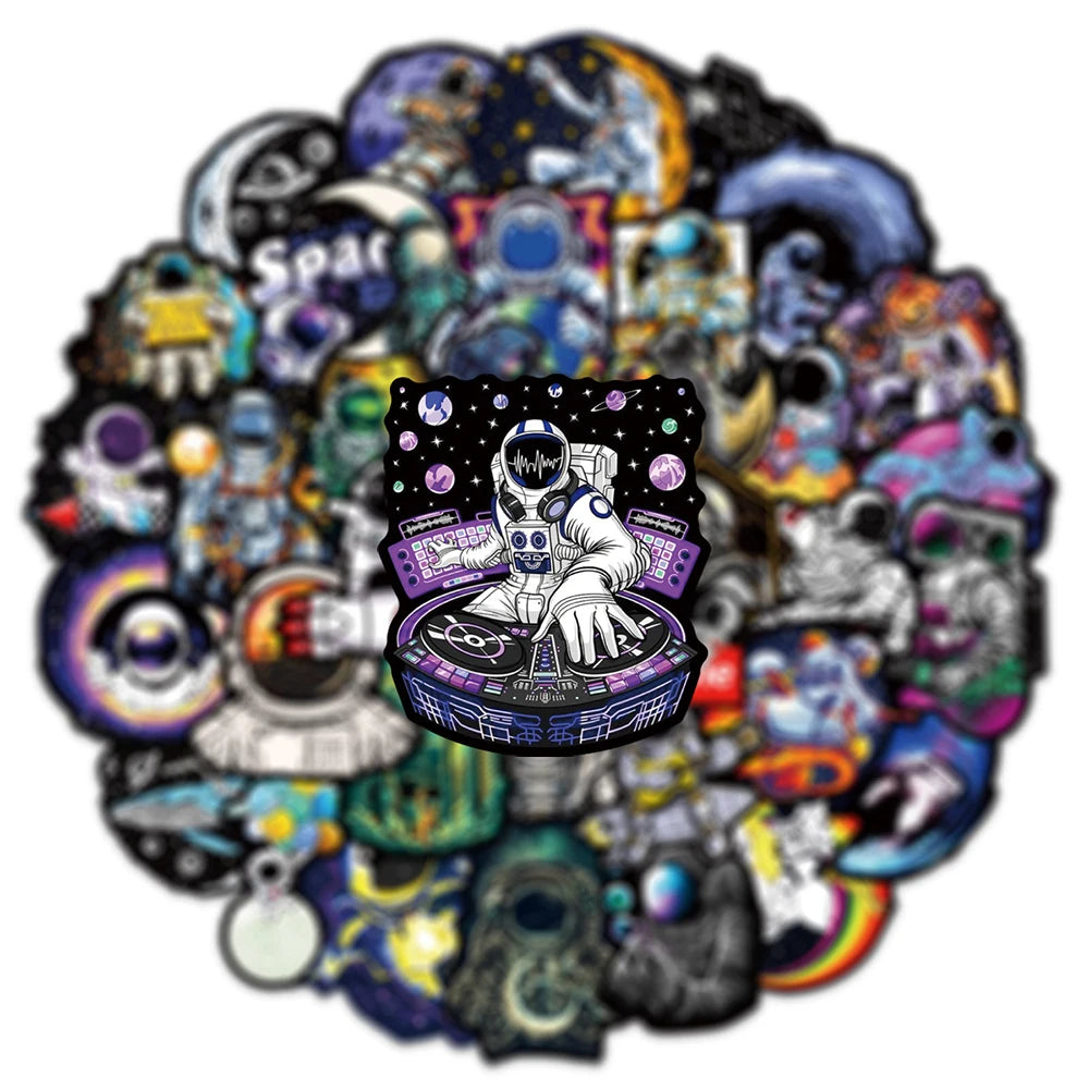 10/30/50PCS Outer Space Astronaut Graffiti Stickers Cartoon Decal DIY Skateboard Phone Motorcycle PVC Waterproof Kid Sticker Toy