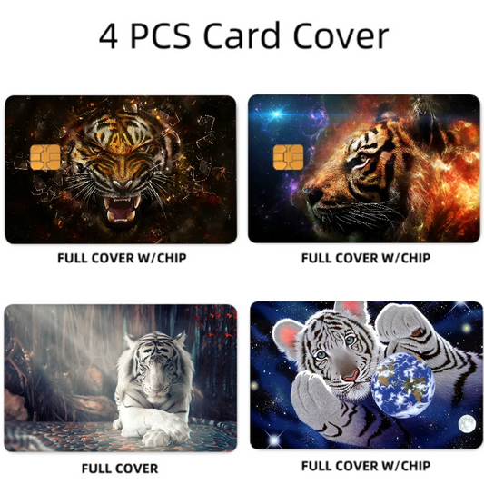 3D Tiger Anime Card Sticker Set (4 Pcs)