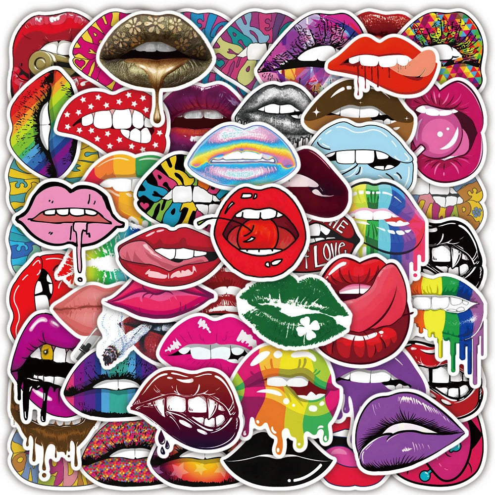 10/30/50pcs Cool Fashion Anime Sexy Lips Stickers Decal Laptop Skateboard Car Motorcycle Phone Bike Luggage Graffiti Sticker