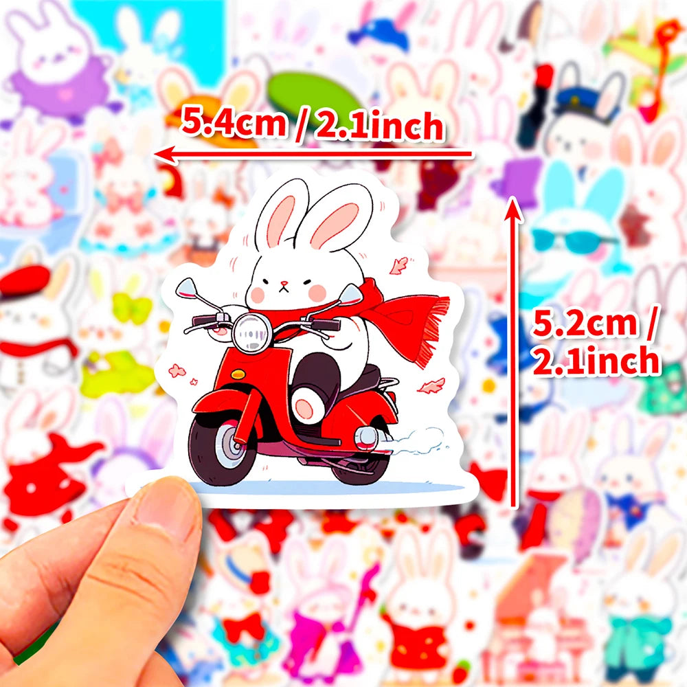 10/30/50PCS Kawaii Rabbit Stickers Cute Cartoon Decals Skateboard Phone Notebook Laptop Fridge Bike Funny Animal Sticker DIY Toy