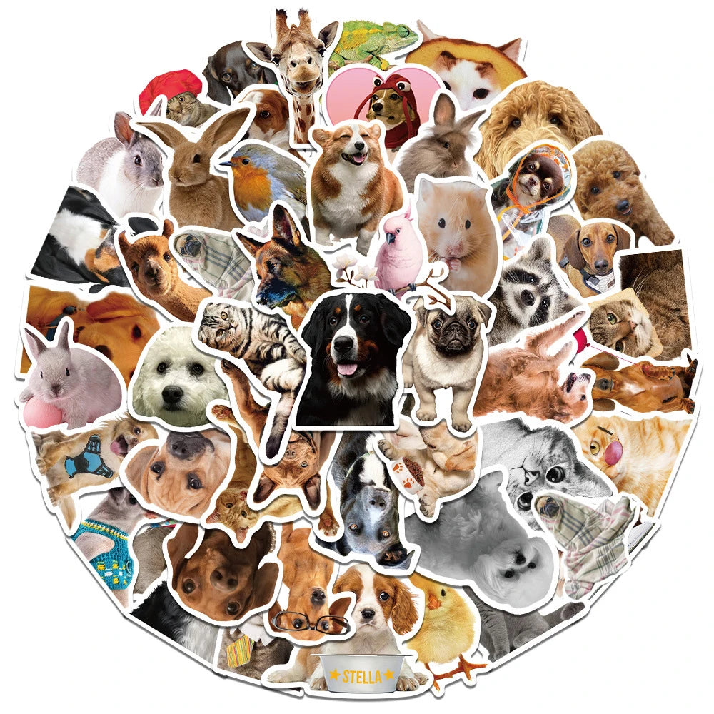 10/30/52pcs Cute Dog Cats Animal Graffiti Stickers Cartoon Decals Scrapbook Laptop Phone Luggage Car Funny Meme Sticker Kids Toy