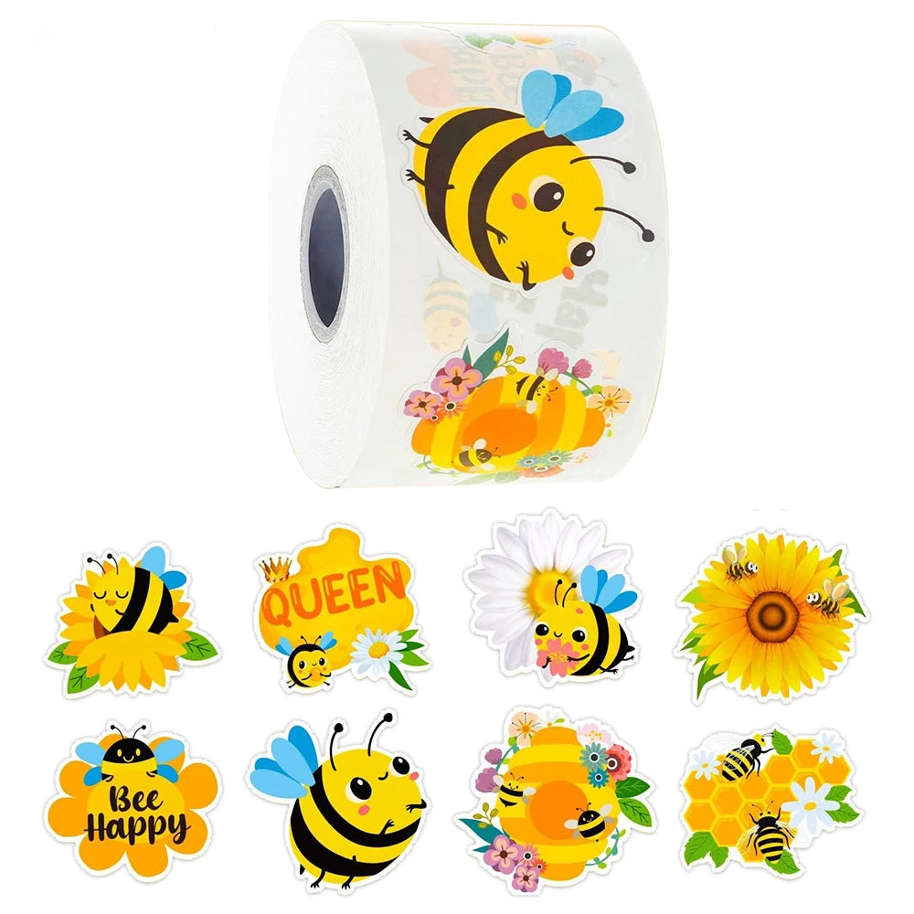 100-500pcs Cartoon Bee Stickers Cartoon Animal Reward Stickers Children DIY Handmade Gift Decoration Label Stationery Sticker