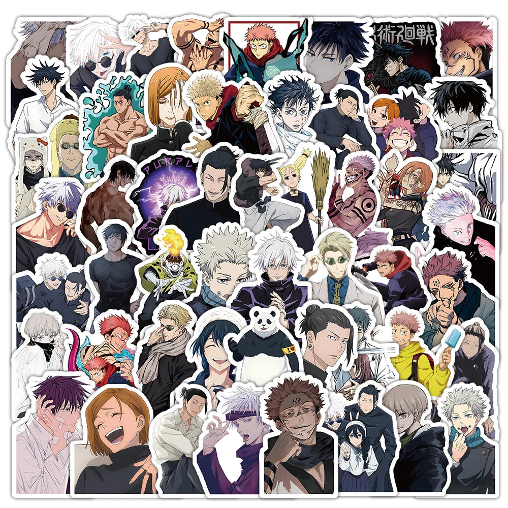 Jujutsu Kaisen Graffiti Stickers Pack - 53pcs for Helmet, Wall, Desktop Decoration with Storage Box