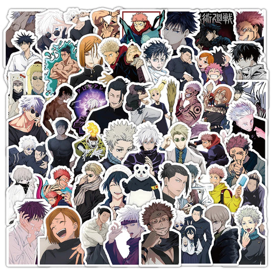 Jujutsu Kaisen Graffiti Stickers Pack - 53pcs for Helmet, Wall, Desktop Decoration with Storage Box