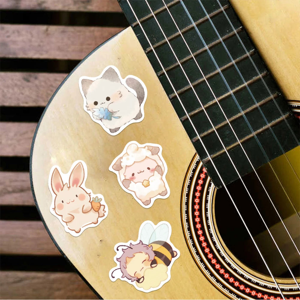 10/25/50PCS Cartoon Graffiti Style Q-version Animal Sticker Cute Decorative Luggage Scrapbook Cup Laptop Guitar Gift Toy Decal