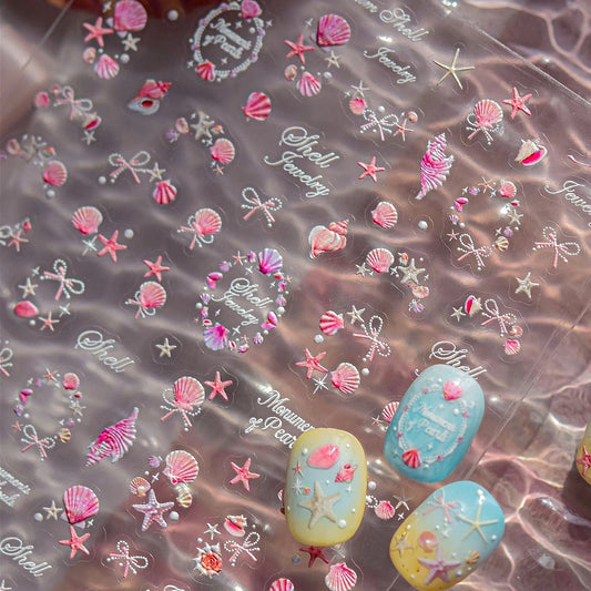 Oceanic Shell Starfish 5D Nail Art Stickers Decals