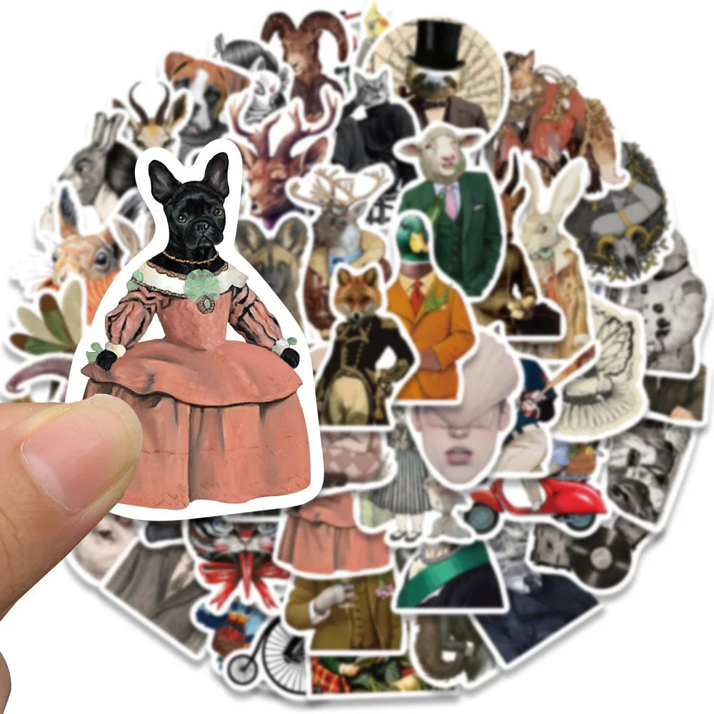 10/30/50PCS Dark Art Animal Retro Fancy Person Sticker Packs