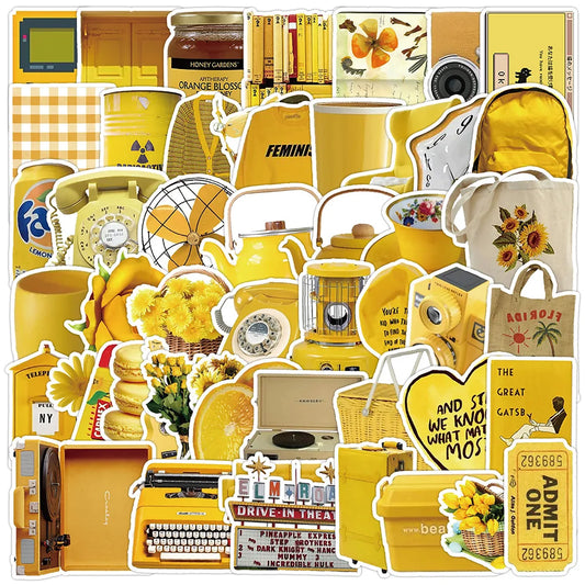 Yellow Cartoon Stickers for Phone Laptop Luggage Skateboard - 10/30/50PCS