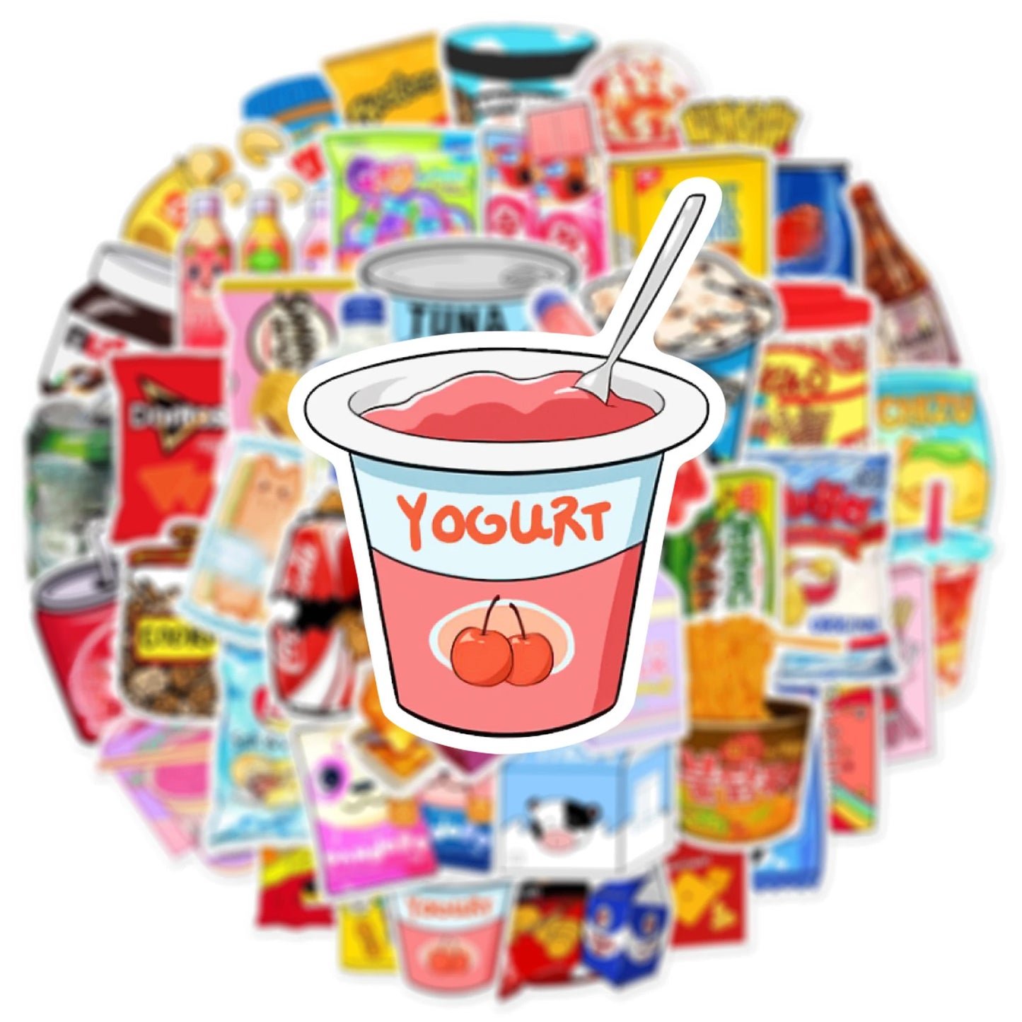 10/30/50Pcs Food and Drink Brand Sticker Packs