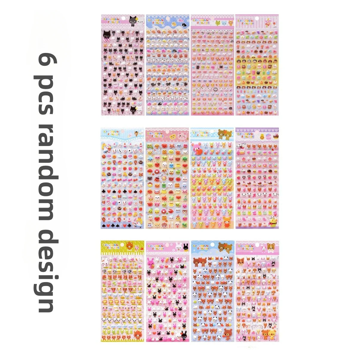 6 Pcs Kawaii Animal 3D Foam Stickers for Scrapbooking & DIY