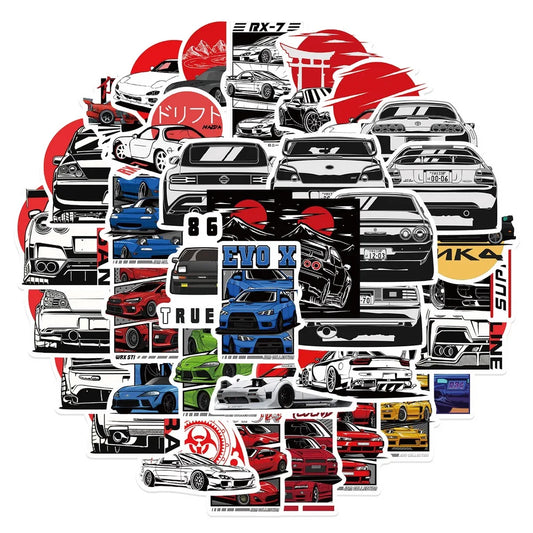 JDM Racing Car Stickers: Waterproof Decals for Laptops & More