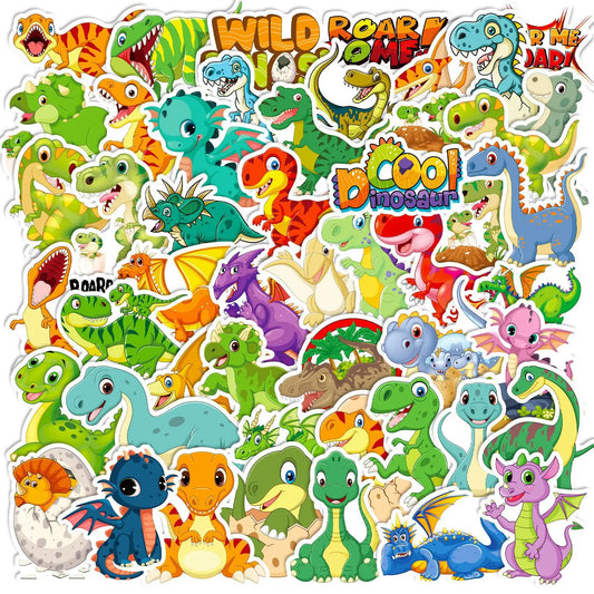 Cartoon Dinosaur Stickers for DIY Scrapbook, Suitcase, Water Bottle, Phone, Laptop, Guitar, Car - 10/25/50pcs