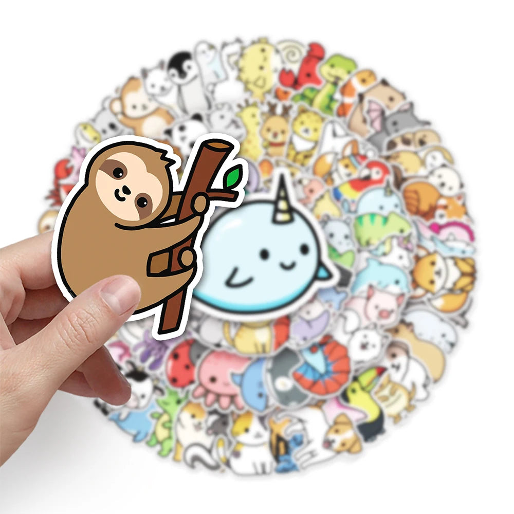 10/30/50/100pcs Kawaii Cartoon Animal Stickers Mix Decals Kids Toy Laptop Phone Suitcase Car Notebook Guitar Stationery Sticker