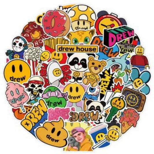 50pcs Drewhouse Cartoon Stickers for Laptop, Phone, Car, Scooter, Suitcase, Water Bottle, Stationery, Refrigerator