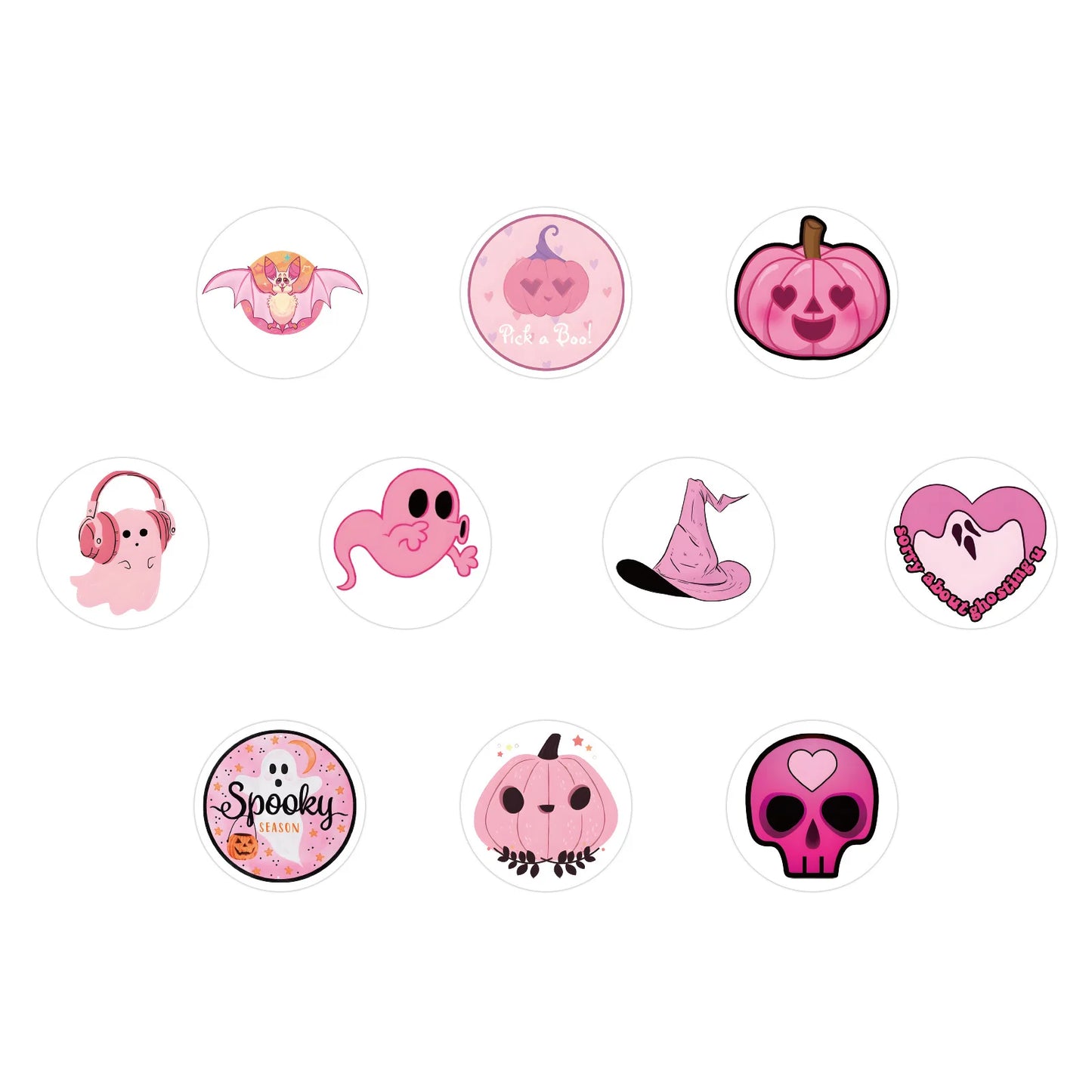 500pcs/Roll Pink Halloween Cartoon Sealing Sticker DIY PVC Laptop Decals Decoration Stiker Reward Gift Toys