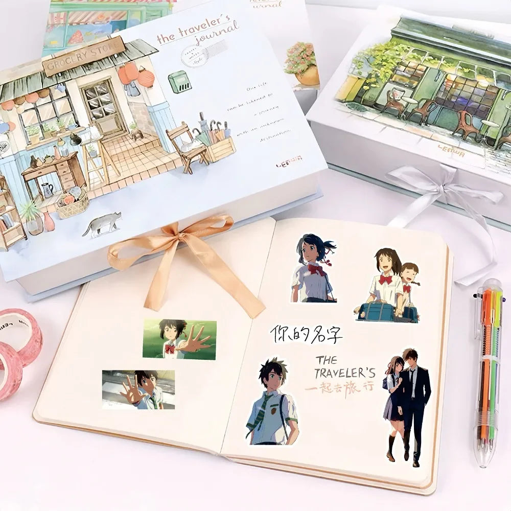 10/70Pcs Anime Makoto Shinkai Stickers Tachibana Taki Miyamizu Mitsuha Decorative Guitar Handbook Adhesive Sticker