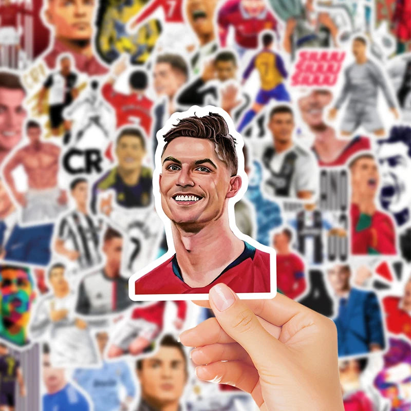 NEW 50PCS Cristiano Ronaldo Personality Originality Stickers Football SuperStar Cartoon Image Bag/Water Cup DIY Graffiti Sticker