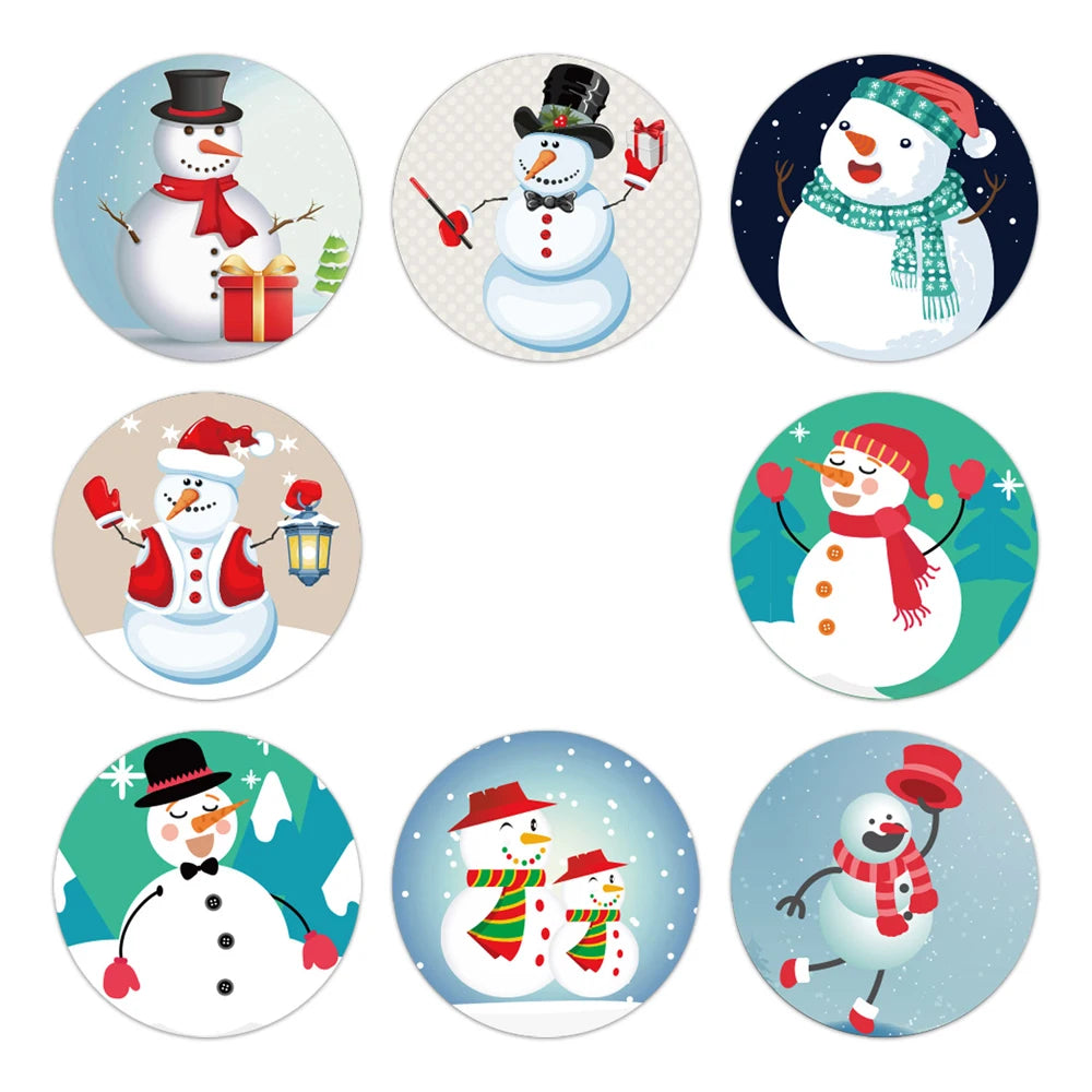 100-500Pcs Merry Christmas Stickers Round Holidays Stickers For Xmas Thank You Greeting Cards Sealing Gift Decoration Stickers