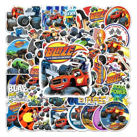 50pcs Blaze Monster Machines Stickers for Laptop, Car, Phone, Water Bottle, Suitcase, Refrigerator
