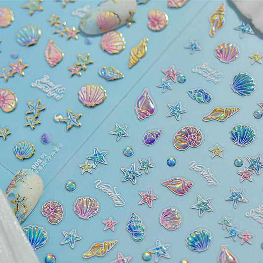 Marine Shell Starfish Nail Art Stickers Decals