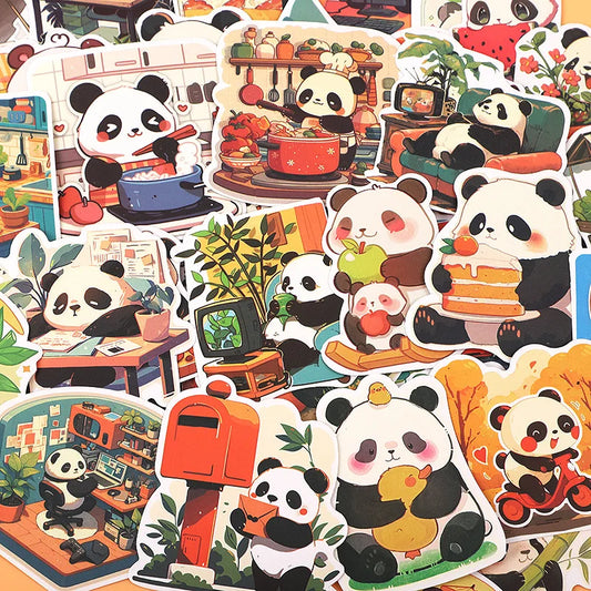 Panda Stickers 10/30/55PCS Cute Animal Decals PVC Waterproof for Laptop Cup Diary Scrapbook Kids Gifts