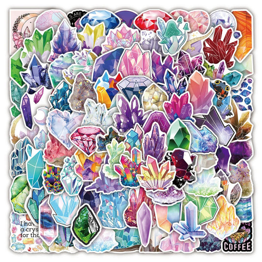 Colorful Crystal Graffiti Stickers for Water Bottle, Laptop, Skateboard, Car, Motorcycle, Luggage - 10/30/50/100pcs