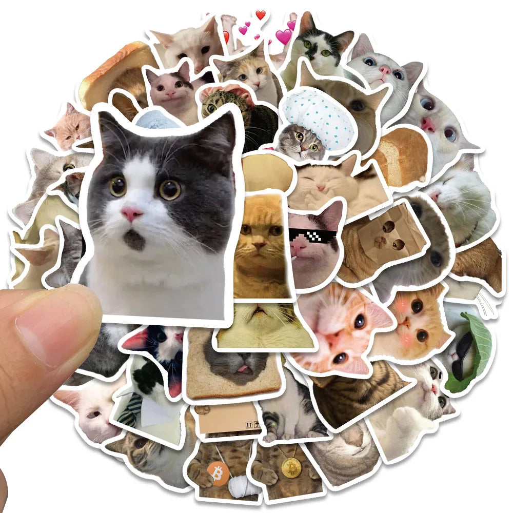 50pcs Cute Funny Cats Animal Stickers For Luggage Laptop Guitar Phone Vinyl Waterproof Graffiti Skateboard Car Decals