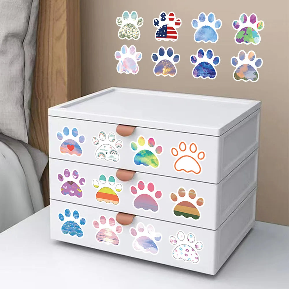 10/50Pcs Cute Dog Paw Stickers for Scrapbooking Phone Stationery Laptop Aesthetic Kawaii Sticker Pack Scrapbooking Material