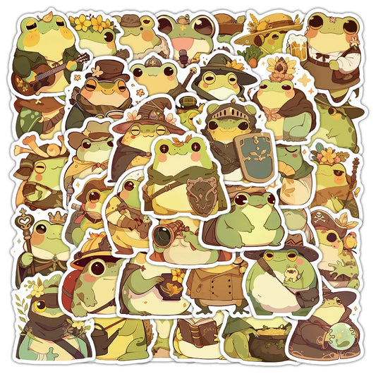 Kawaii Frog Cartoon Stickers: Cute Animal Meme Pack