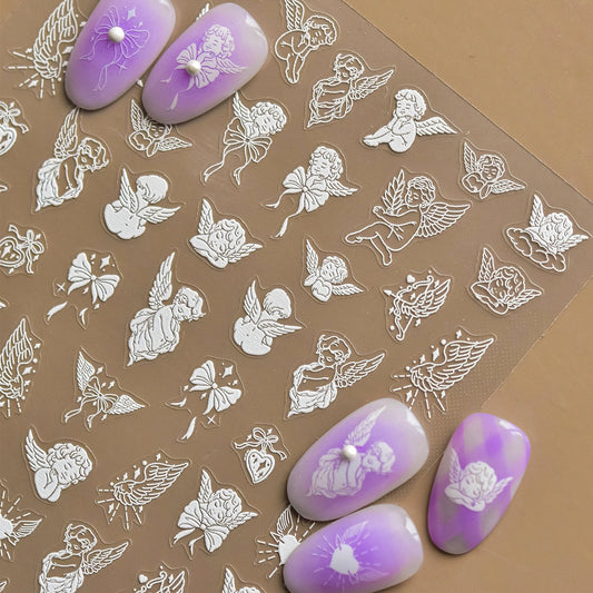 Angel Wing Heart Nail Art Stickers Decals