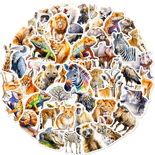 African Animal Stickers: Lion, Leopard, Crocodile Decals for Laptop, Guitar, Bike, Skateboard (10/30/50PCS)