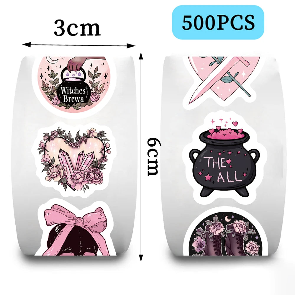 500pcs/roll Reward Pink Gothic Stickers Encourage Stickers for Kids School Teacher Supplies Kids Classic Toy Gifts Sealing Decor