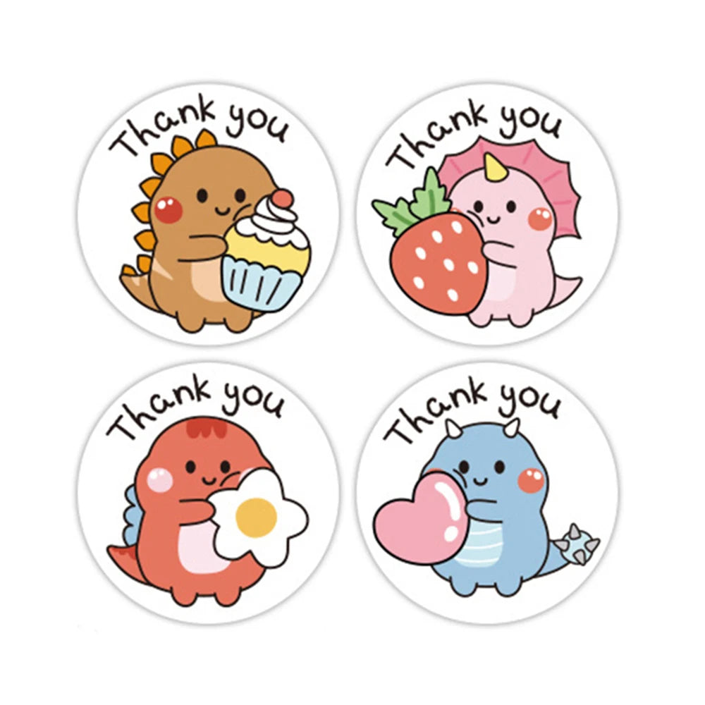 50-300pcs 1 Inch Thank You Stickers Cartoon Dinosaur Labels for Packaging Baking Labels Gifts Seal Decor Children's Stickers