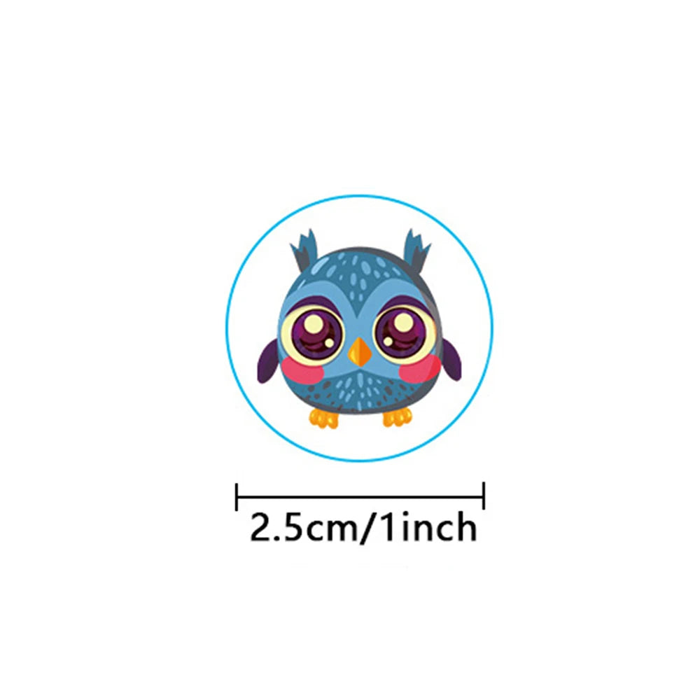 100-500pcs Owl Animal Sticker Reward Sticker Party DIY Gift Decoration Seal Label Children's Toys Office Stationery