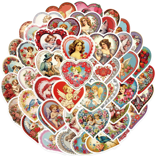 Vintage Victorian Love Stickers 10/30/50Pcs for Suitcase, Skateboard, Laptop, Luggage, Fridge, Phone, Car, DIY Decals