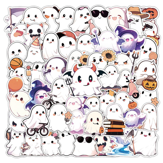 50Pcs Halloween Ghost Stickers Waterproof Decals