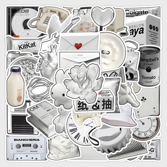 Cartoon White Stickers Set: Waterproof DIY Skateboard Phone Laptop Fridge Wall Decals