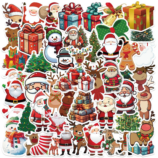 Cute Cartoon Christmas Stickers Santa Claus Decals for Laptop Phone Fridge Stationery Gift