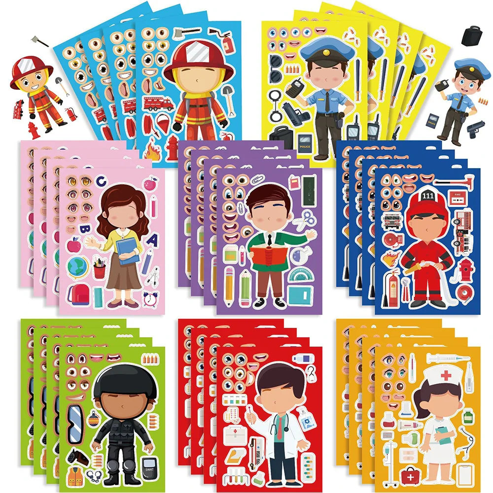 Kids Make A Face Puzzle Stickers Game - Educational Jigsaw Craft Toy