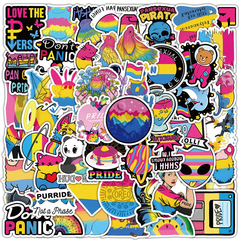 Pansexual Pride Graffiti Stickers Rainbow LGBT Decals Waterproof 10/30/60pcs